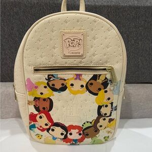 Loungefly Cream Backpack with Cartoon Characters